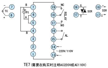 TE7溫控表|Toky東崎TE7經(jīng)濟(jì)型PID溫控表 接線圖